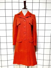 画像1: オレンジ 無地 レトロ USA古着 ヴィンテージコート (1)