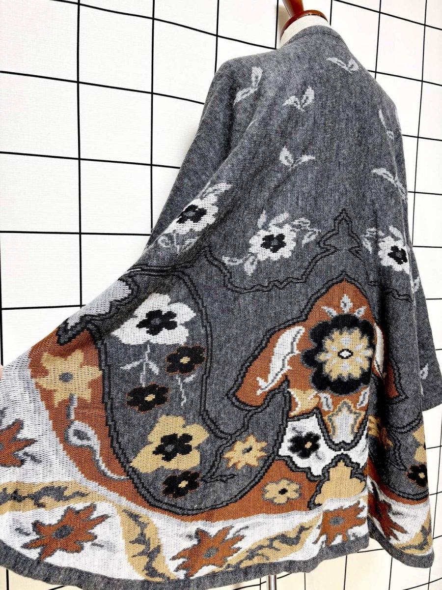 画像3: 花柄 グレー レトロ USA古着 ヴィンテージポンチョ (3)