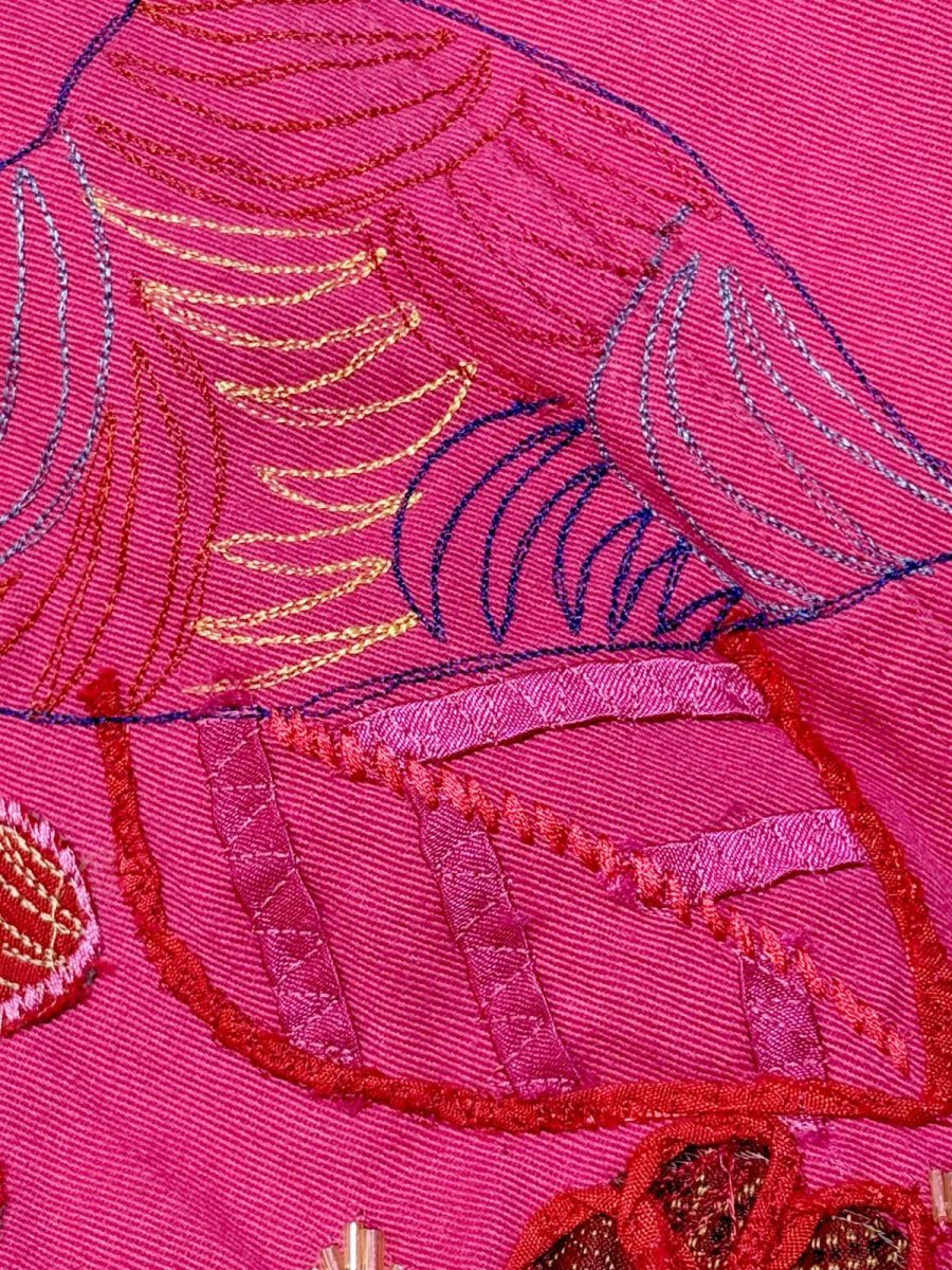 画像13: 花柄 刺繡 ビーズ レトロ India古着 デニムジャケット (13)