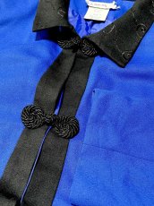 画像9: チャイナボタン ブルー ブラック 刺繡 レトロ USA古着 ヴィンテージジャケット (9)