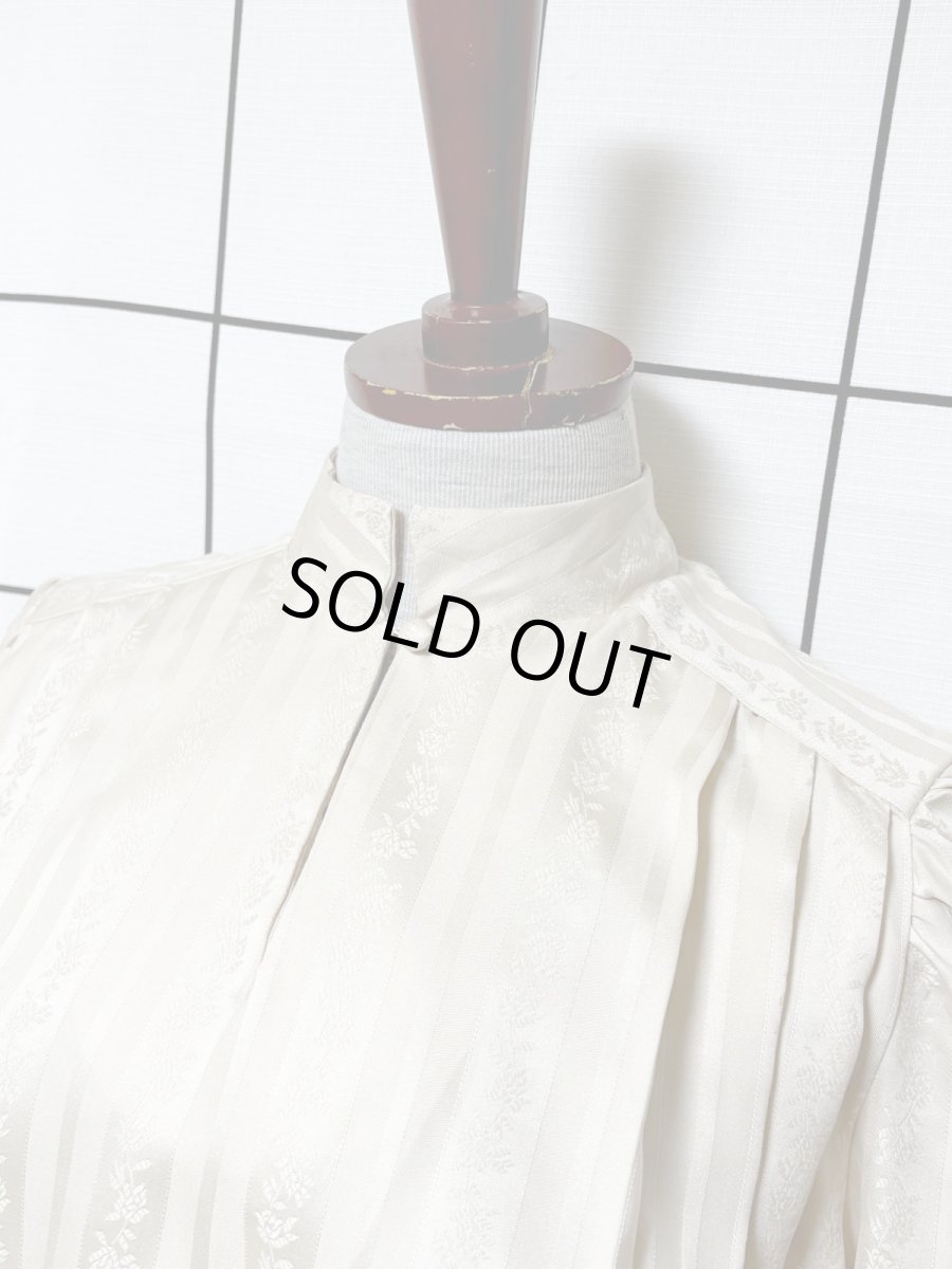 画像4: ストライプ 花織り ウエストゴム レトロ USA古着 ヴィンテージワンピース (4)