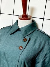 画像4: グリーン 無地 リボンベルト付 レトロ USA古着 ヴィンテージトレンチコート (4)