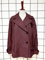 画像1: レトロ柄 レッド ブラック USA古着 ヴィンテージジャケット (1)