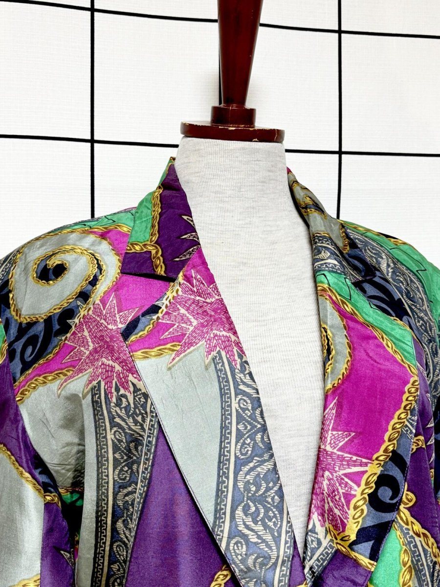 画像5: スカーフ柄 レトロサイケ シングルボタン USA古着 ヴィンテージジャケット (5)