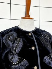 画像5: ベロア ブレード ブラック 高級感 ノーカラー レトロ ヨーロッパ古着 ヴィンテージジャケット (5)