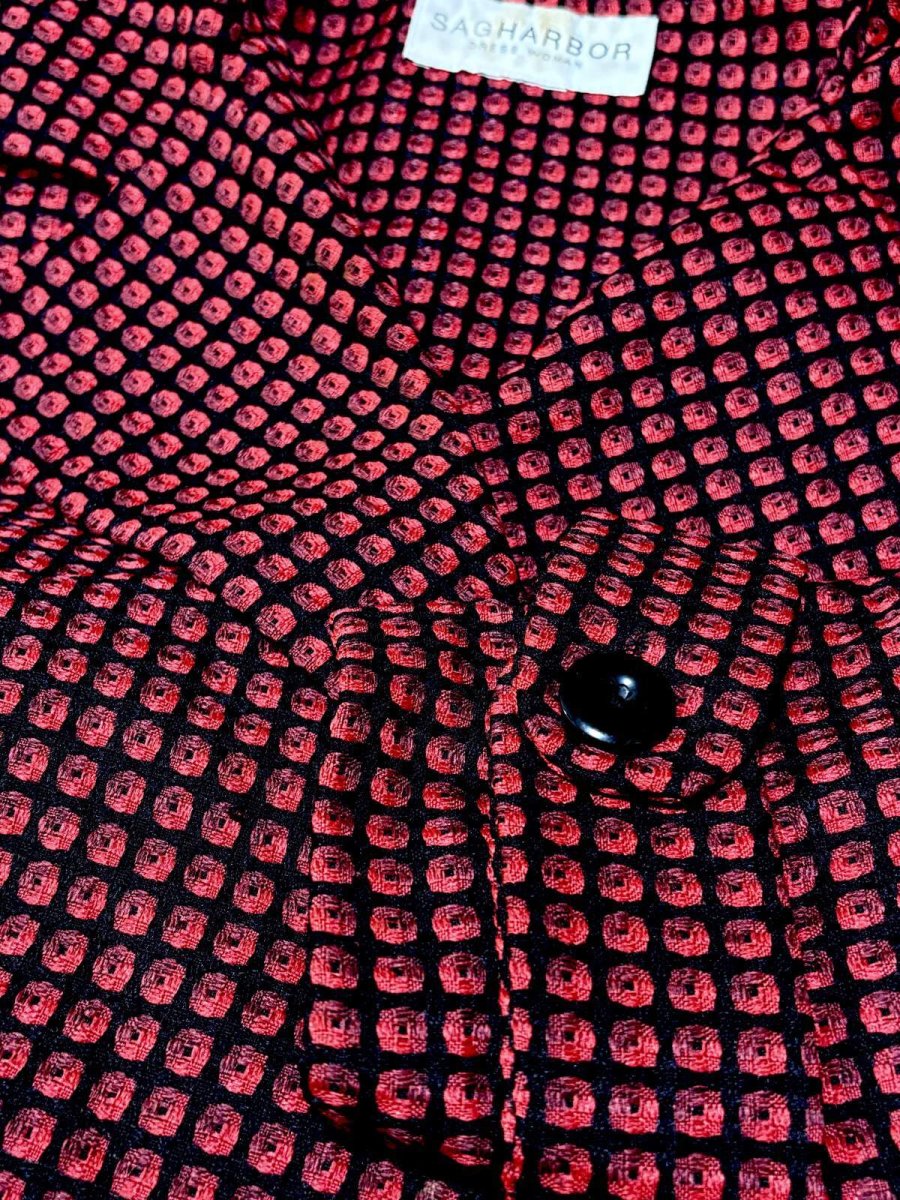 画像10: レトロ柄 レッド ブラック USA古着 ヴィンテージジャケット (10)