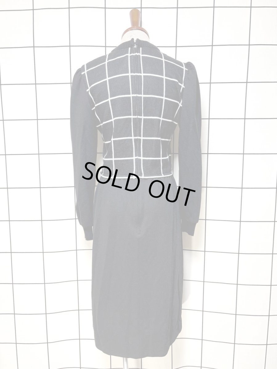 画像2: チェック切り替え UNIONMADE モノクロ  TALON レトロ USA古着 ヴィンテージワンピース (2)