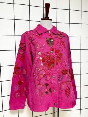 画像5: 花柄 刺繡 ビーズ レトロ India古着 デニムジャケット (5)