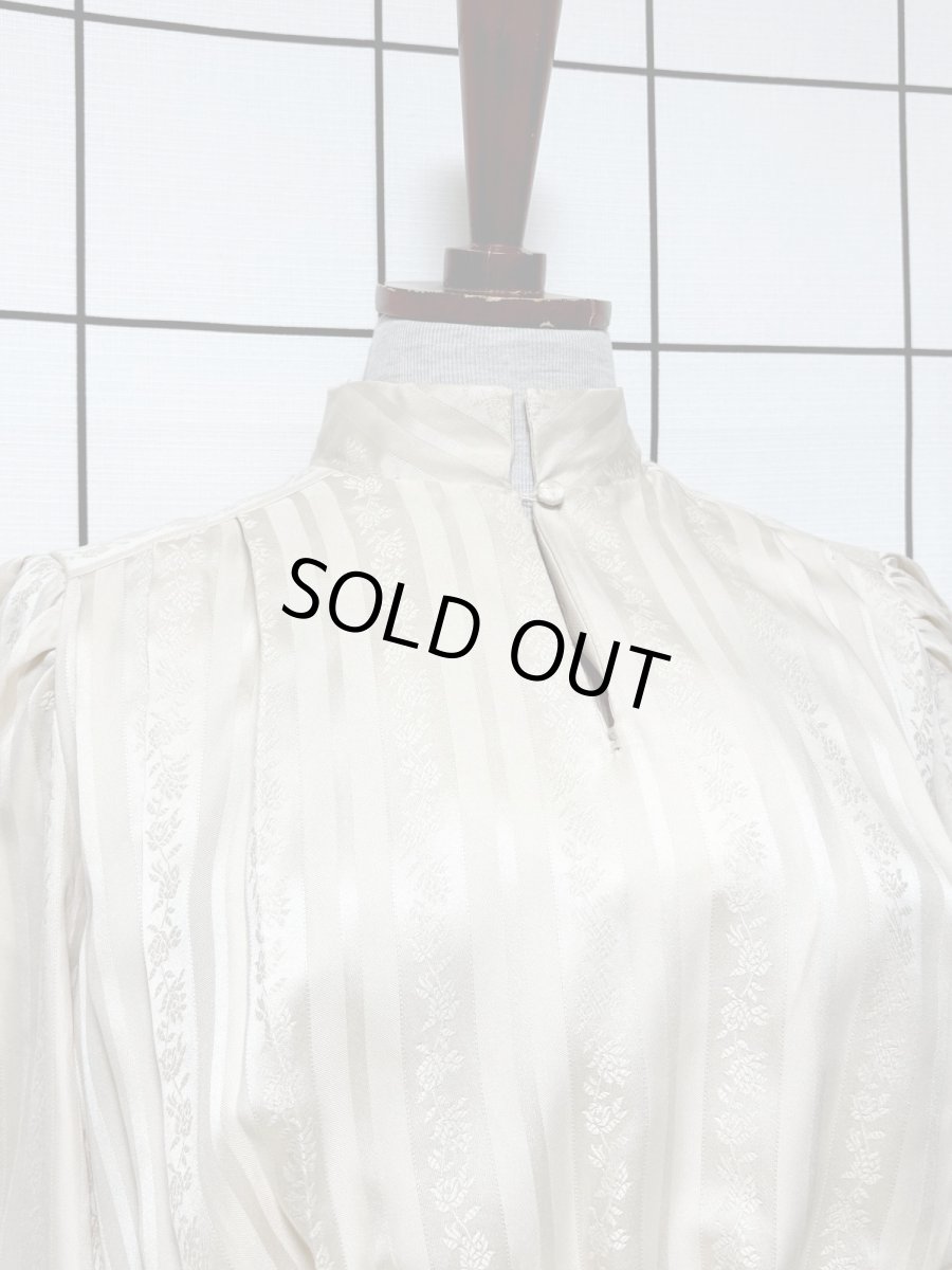 画像5: ストライプ 花織り ウエストゴム レトロ USA古着 ヴィンテージワンピース (5)