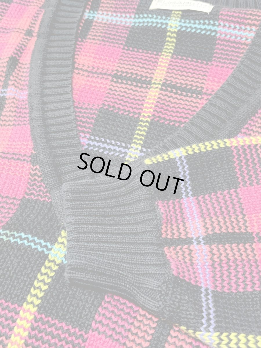 画像8: チェック マルチカラー レトロ USA古着 ヴィンテージニットセーター (8)