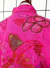 画像3: 花柄 刺繡 ビーズ レトロ India古着 デニムジャケット (3)