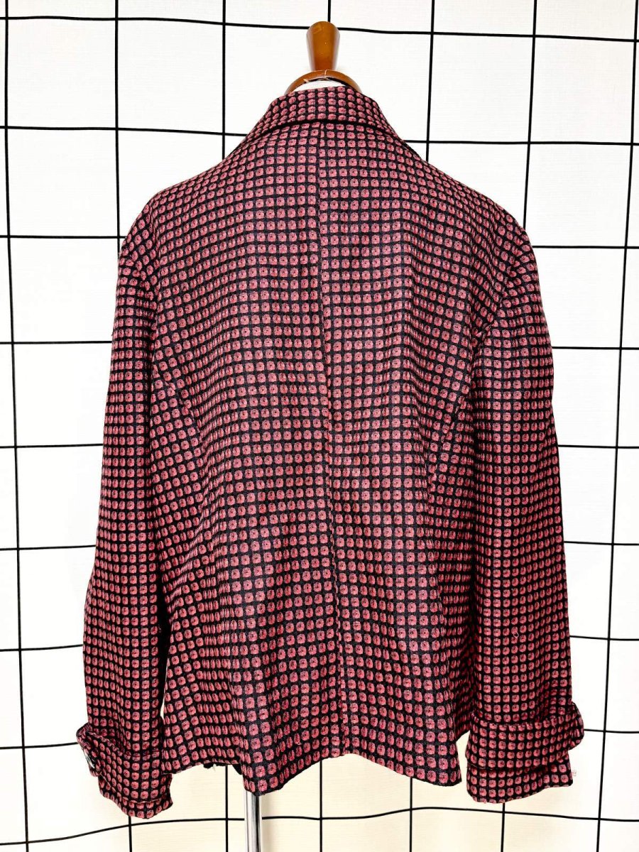 画像2: レトロ柄 レッド ブラック USA古着 ヴィンテージジャケット (2)