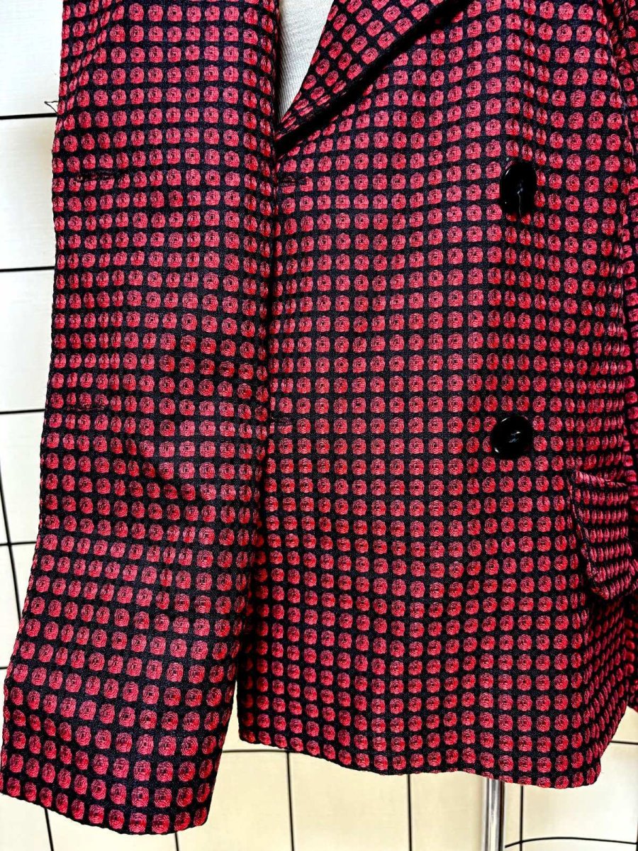 画像8: レトロ柄 レッド ブラック USA古着 ヴィンテージジャケット (8)