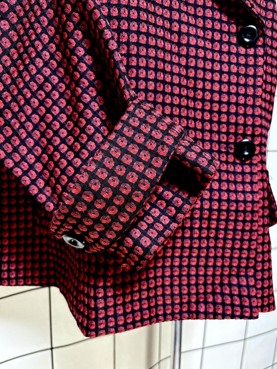 画像7: レトロ柄 レッド ブラック USA古着 ヴィンテージジャケット (7)