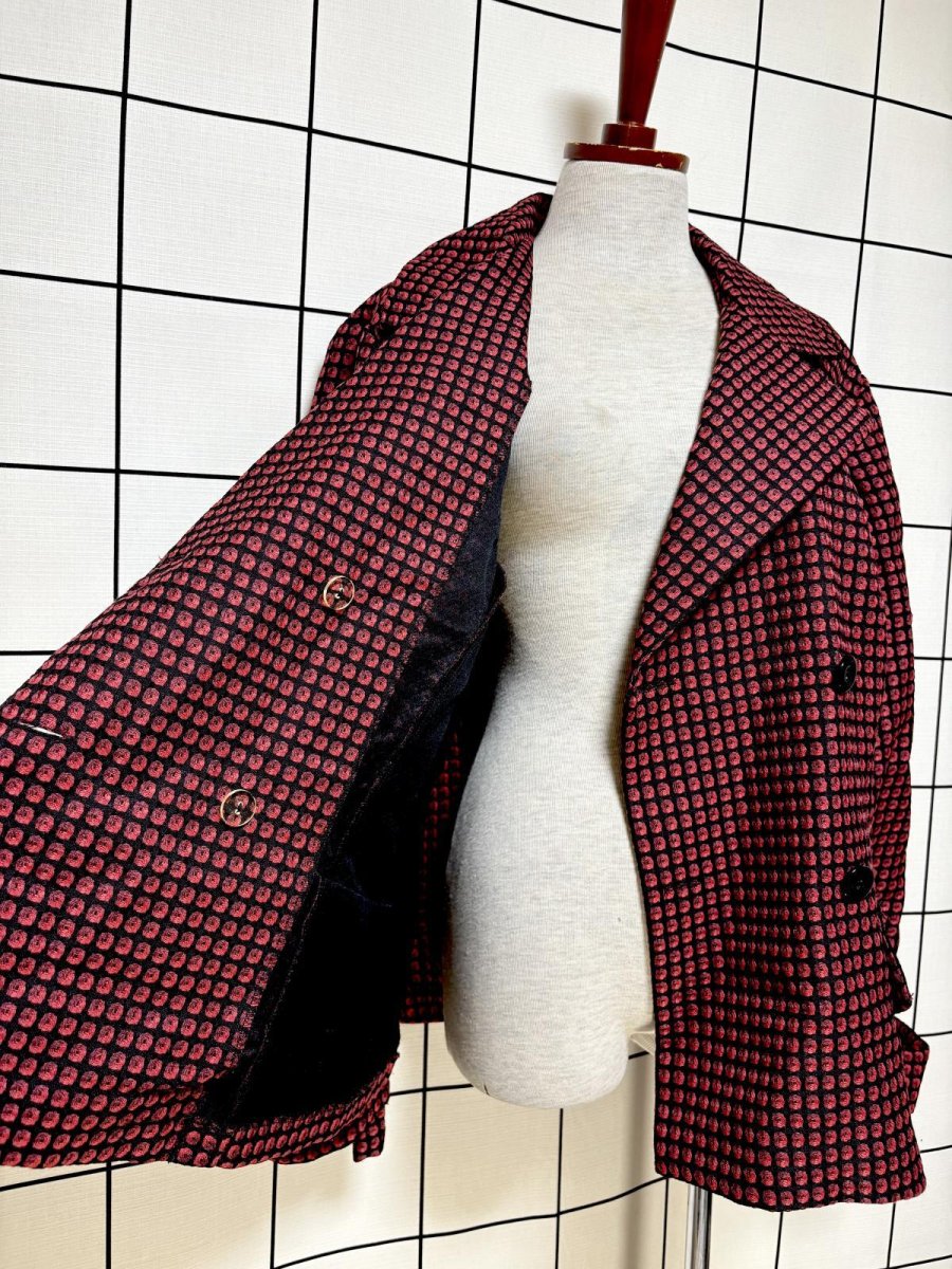 画像9: レトロ柄 レッド ブラック USA古着 ヴィンテージジャケット (9)