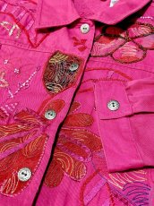画像12: 花柄 刺繡 ビーズ レトロ India古着 デニムジャケット (12)