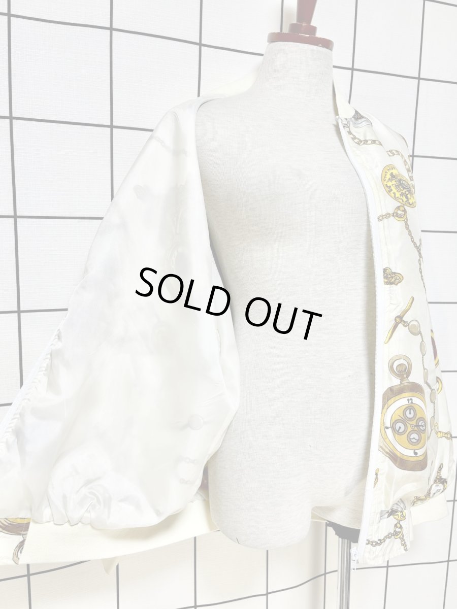 画像8: スカーフ柄 ジップアップ レトロ USA古着 ジャンパー ヴィンテージブルゾンジャケット (8)