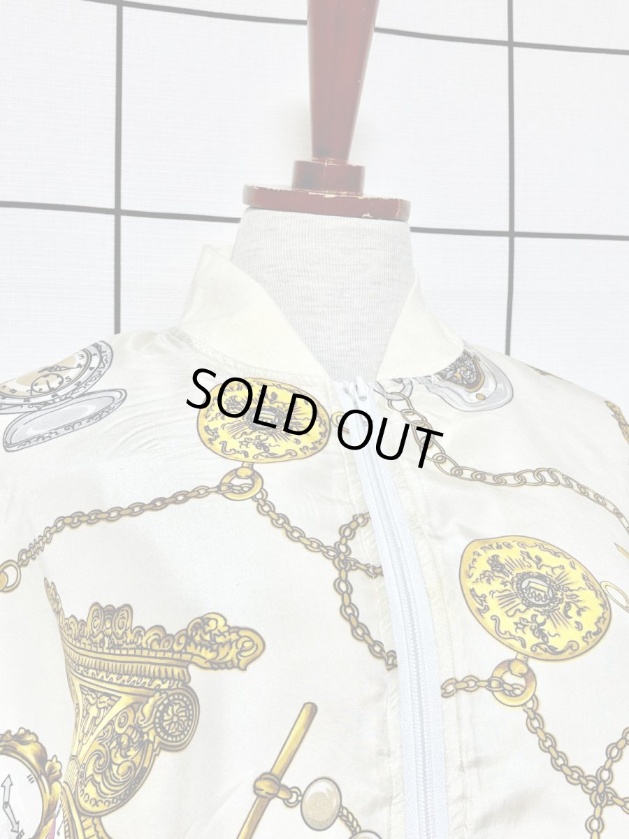 画像5: スカーフ柄 ジップアップ レトロ USA古着 ジャンパー ヴィンテージブルゾンジャケット (5)