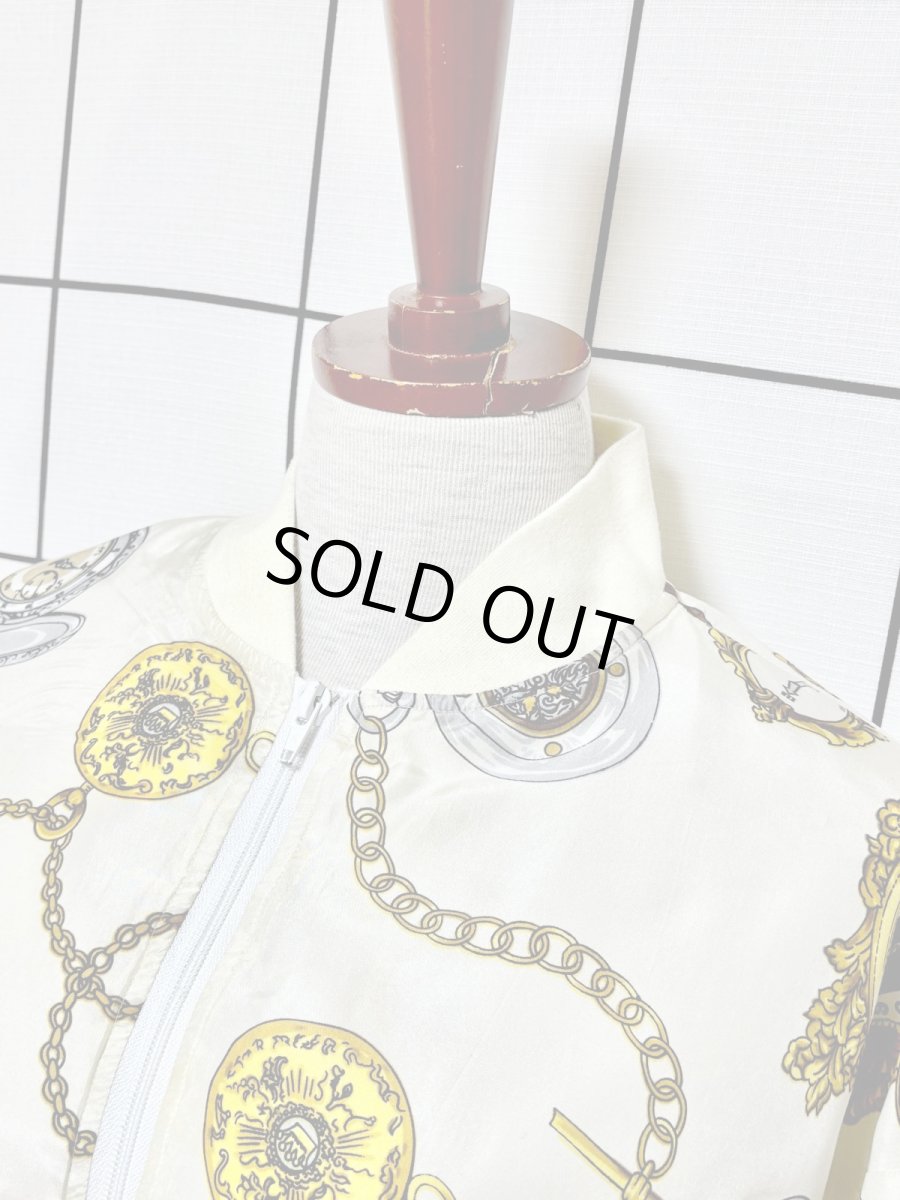 画像4: スカーフ柄 ジップアップ レトロ USA古着 ジャンパー ヴィンテージブルゾンジャケット (4)