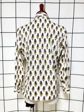 画像2: レトロ柄 USA古着 長袖 シャツ ヴィンテージブラウス (2)