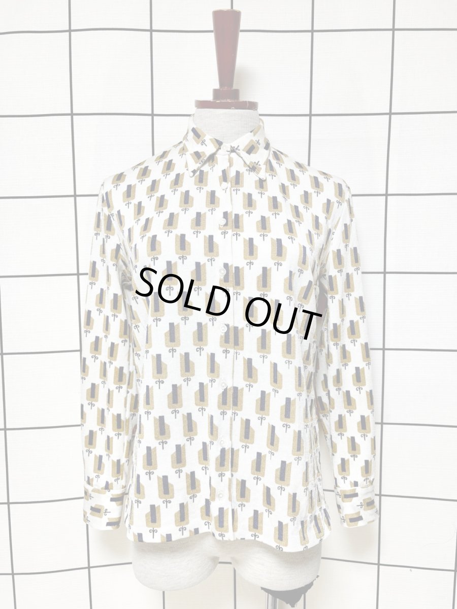 画像1: レトロ柄 USA古着 長袖 シャツ ヴィンテージブラウス (1)