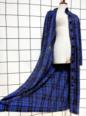 画像9: チェック柄 前開き ベロア襟 レトロ USA古着 ヴィンテージワンピース (9)