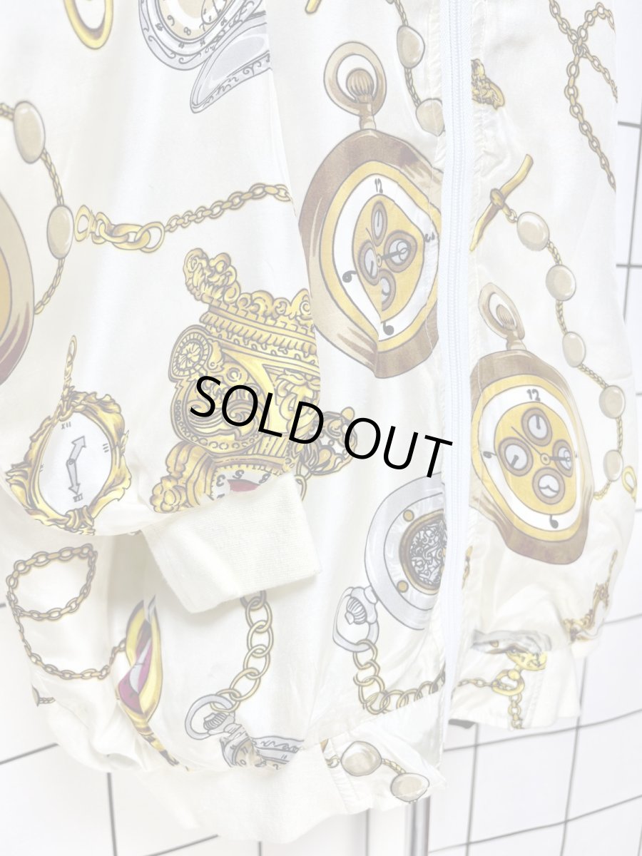 画像7: スカーフ柄 ジップアップ レトロ USA古着 ジャンパー ヴィンテージブルゾンジャケット (7)