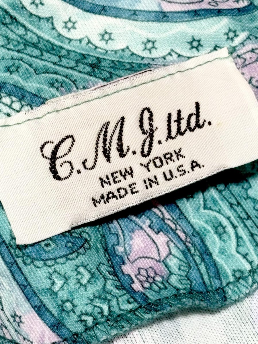 画像13: プリーツ切り替え ペイズリー リボン ウエストゴム レトロ USA古着 ヴィンテージワンピース (13)