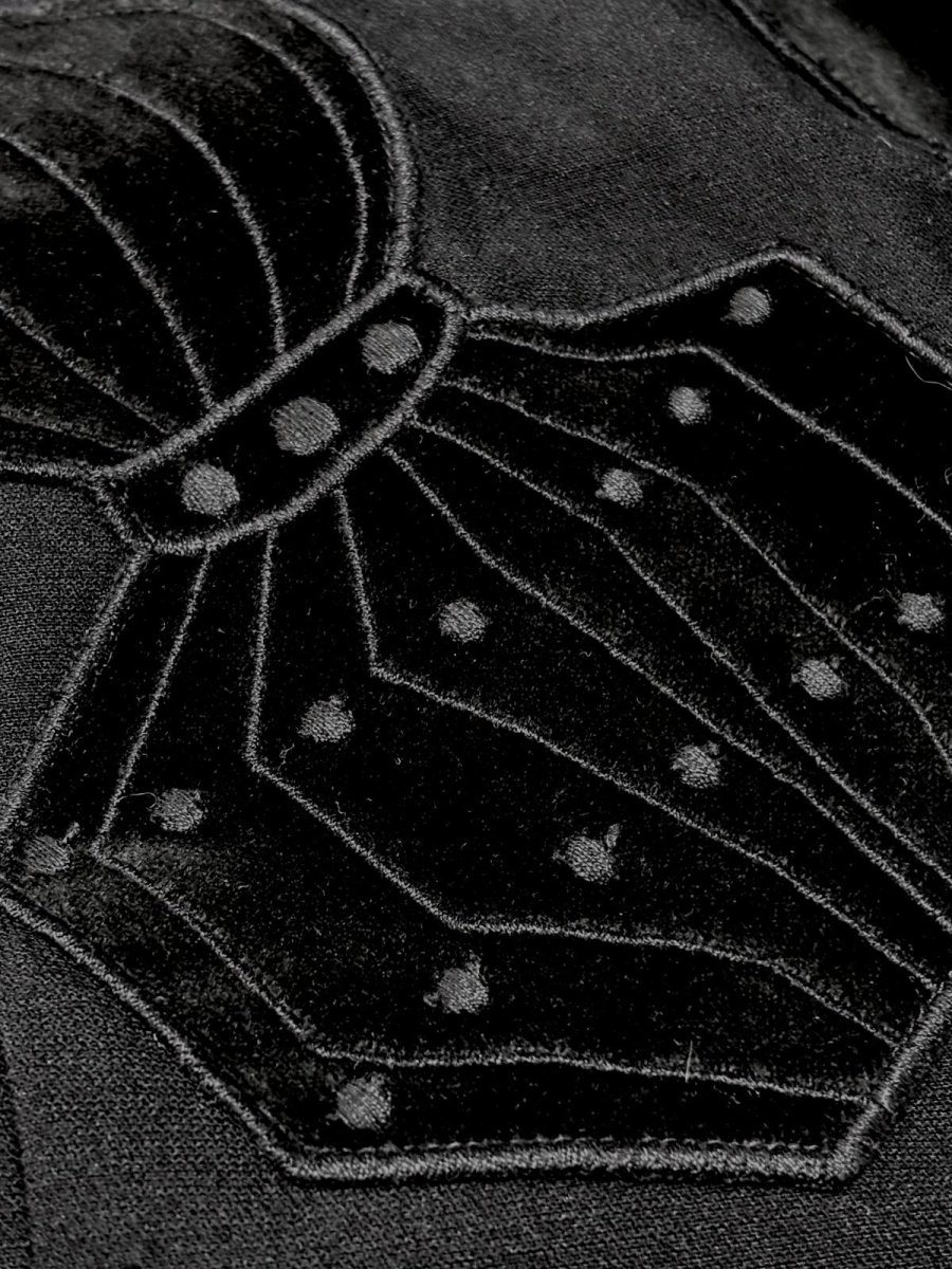 画像9: LouisFeraud ルイフェロー ドイツ製 ベロアパッチ ブラック 長袖 レトロ ヨーロッパ古着 ヴィンテージワンピース (9)