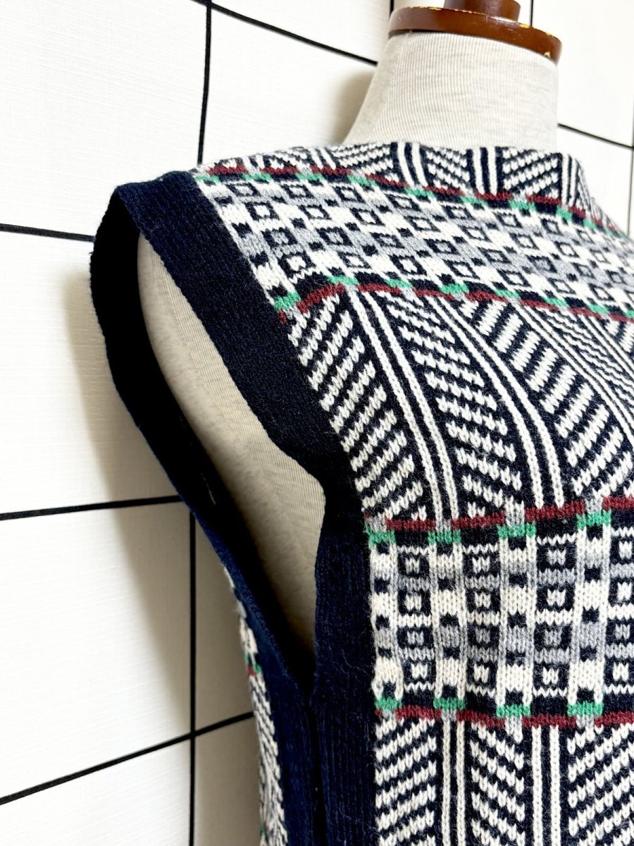 画像7: マルチカラー レトロ USA古着 ヴィンテージ ニットベスト (7)