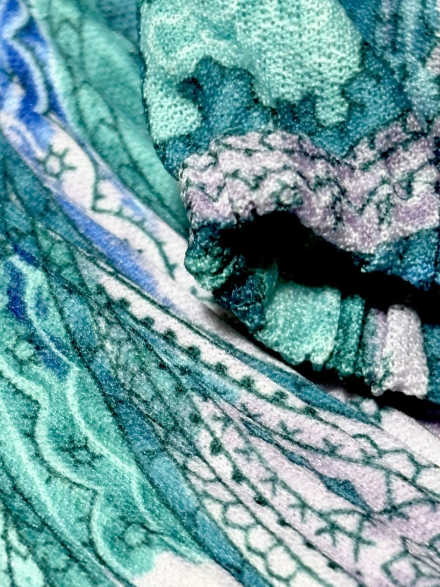 画像12: プリーツ切り替え ペイズリー リボン ウエストゴム レトロ USA古着 ヴィンテージワンピース (12)