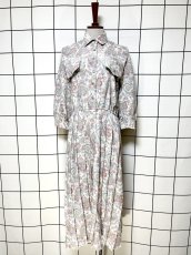 画像1: プリーツ切り替え ペイズリー 花柄 ウエストゴム レトロ USA古着 ヴィンテージワンピース (1)