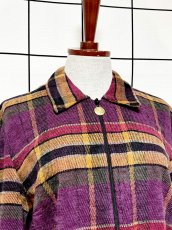 画像5: チェック柄 マルチカラー ジップアップ レトロ USA古着 ヴィンテージジャケット (5)
