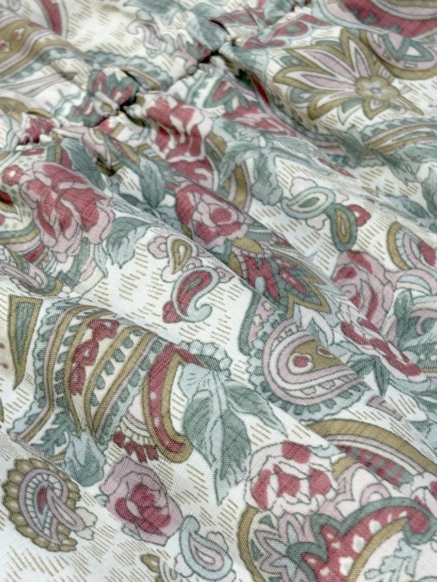 画像12: プリーツ切り替え ペイズリー 花柄 ウエストゴム レトロ USA古着 ヴィンテージワンピース (12)