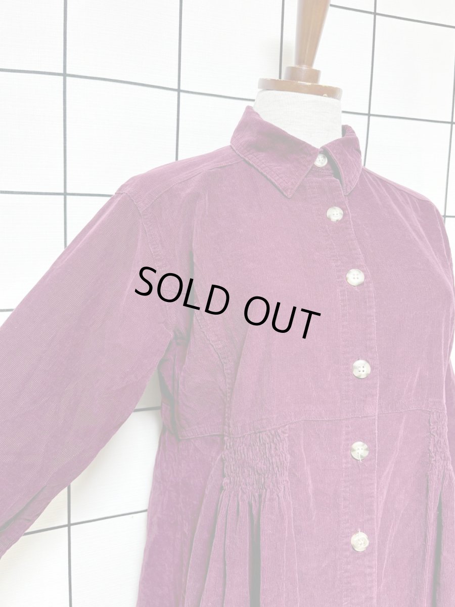 画像7: コーデュロイ 前開き バックリボン レトロ USA古着 ヴィンテージワンピース (7)