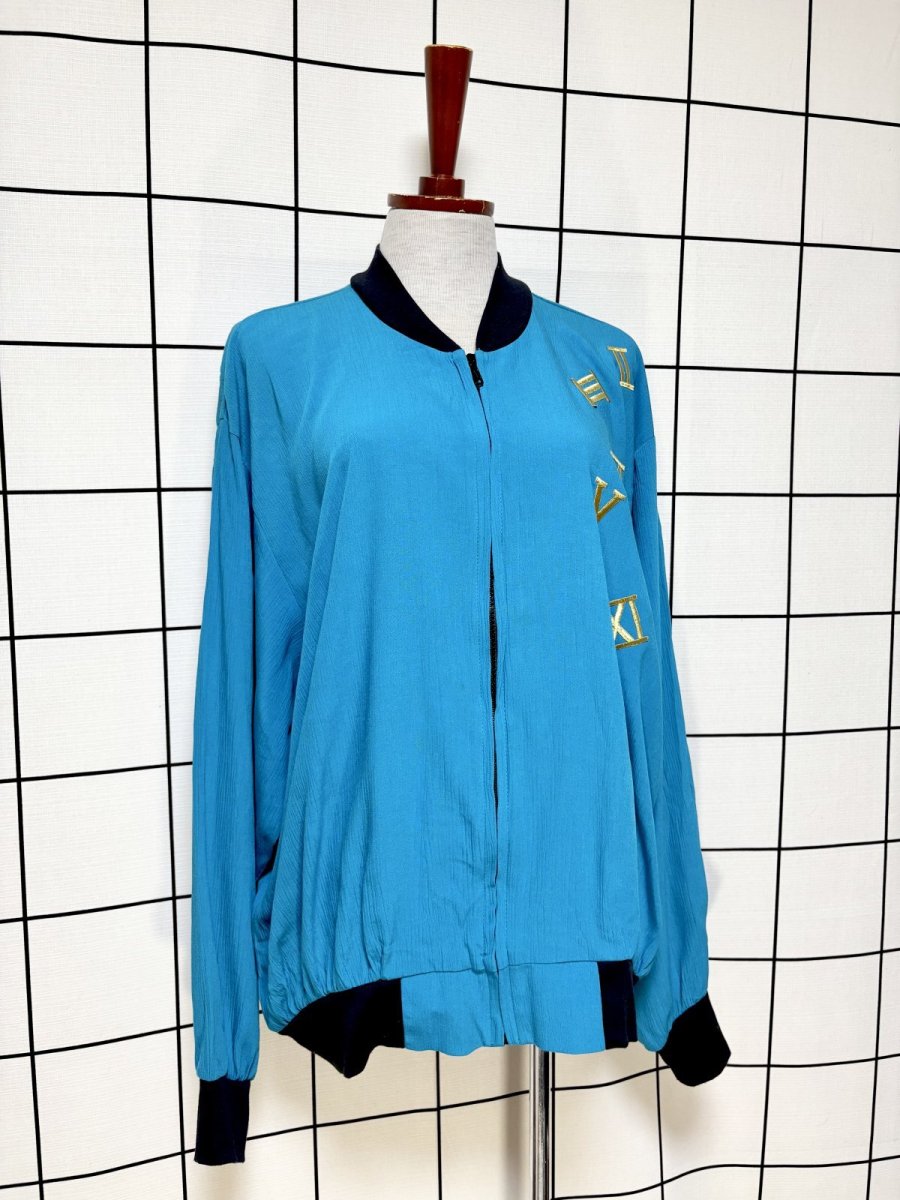 画像3: 刺繡パッチ ゆったりサイズ ジップアップ レトロ USA古着 ジャンパー ヴィンテージブルゾンジャケット (3)