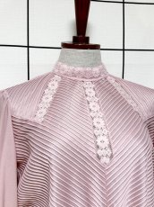 画像5: レース フロントタック ピンク UNIONMADE ウエストゴム レトロ USA古着 ヴィンテージドレス (5)
