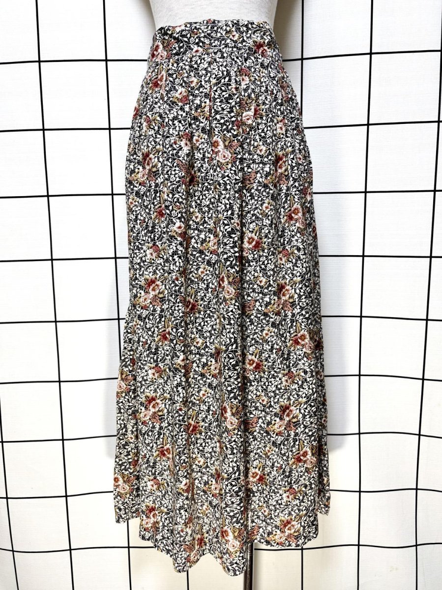 画像1: 花柄 ウエストゴム レトロ USA古着 ヴィンテージロングスカート (1)