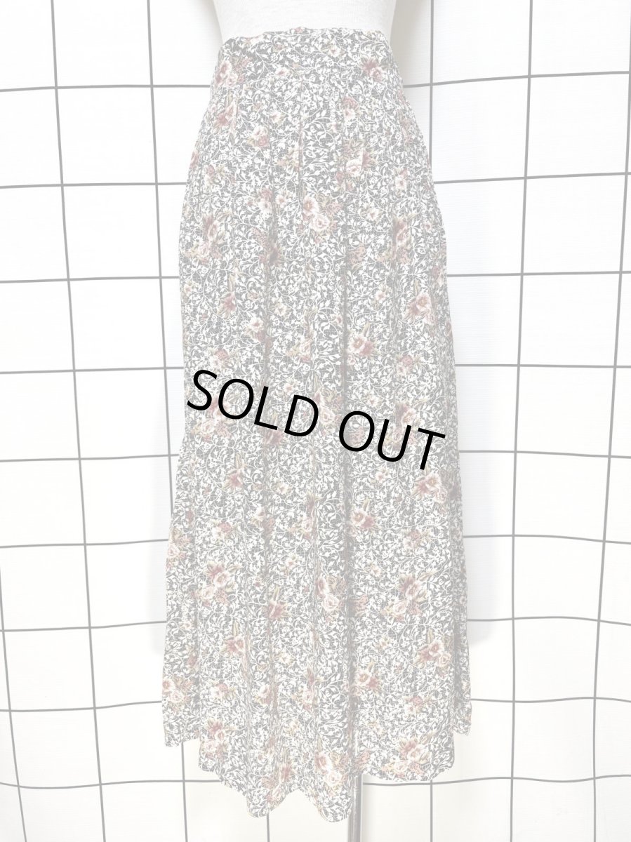 画像1: 花柄 ウエストゴム レトロ USA古着 ヴィンテージロングスカート (1)