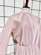 画像6: レース フロントタック ピンク UNIONMADE ウエストゴム レトロ USA古着 ヴィンテージドレス (6)