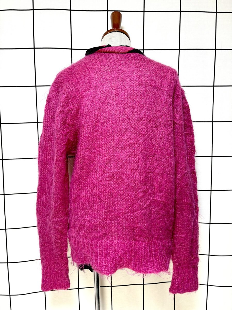 画像2: バイカラー モヘア レトロ USA古着 ヴィンテージニットカーディガン (2)