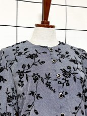 画像6: レイヤード風デザイン 花柄 バックリボン グレー レトロ El Salvador 古着 ヴィンテージワンピース (6)