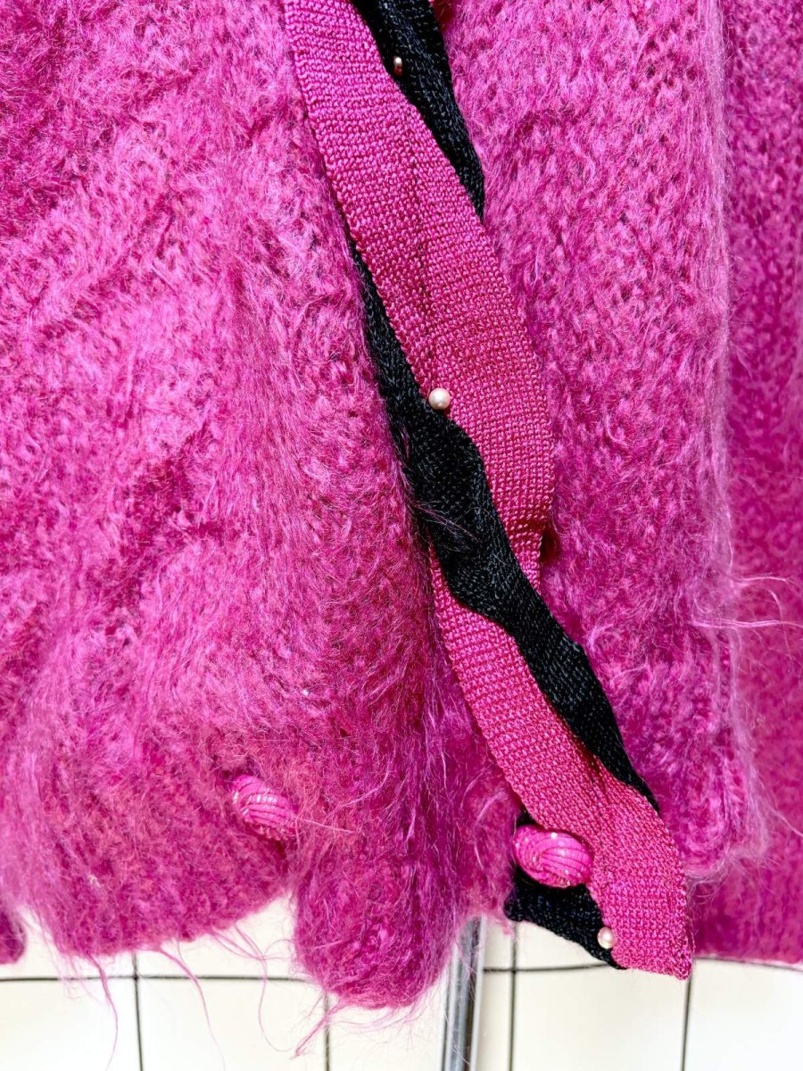 画像9: バイカラー モヘア レトロ USA古着 ヴィンテージニットカーディガン (9)
