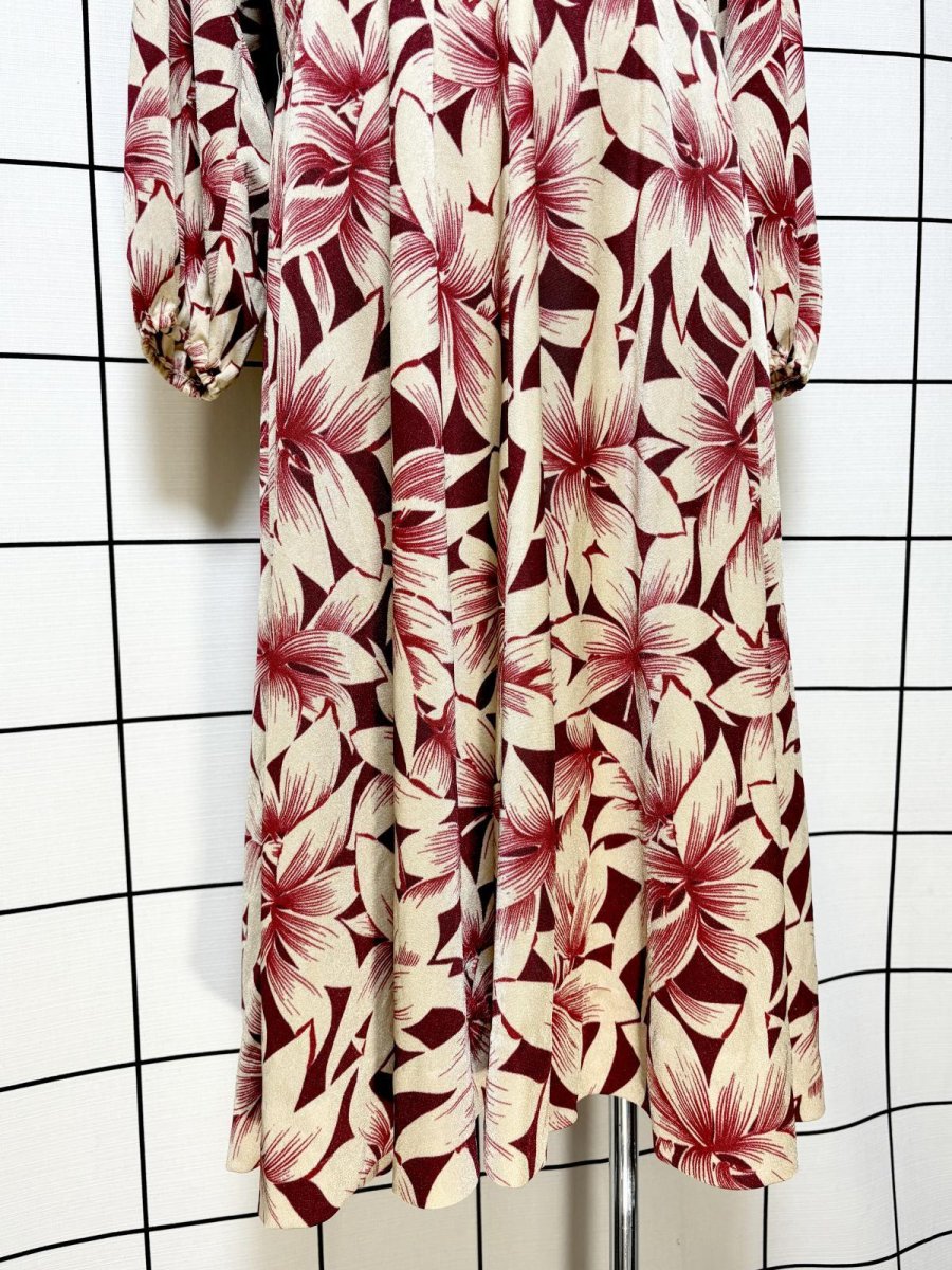 画像8: 花柄 タートルネック ウエストゴム レトロ 長袖 ヨーロッパ古着 ヴィンテージワンピース (8)