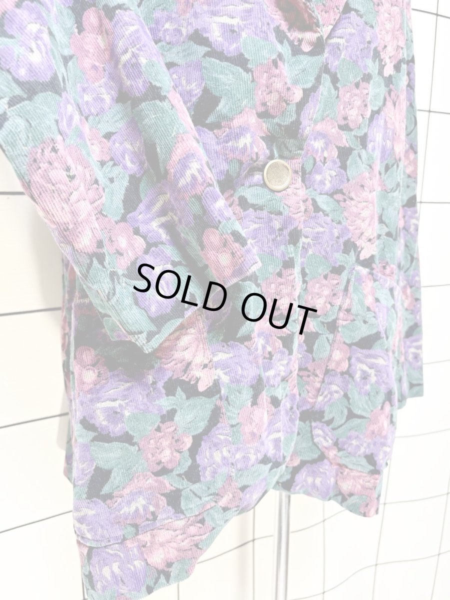 画像7: コーデュロイ 花柄 レトロ USA古着 ヴィンテージテーラードジャケット (7)