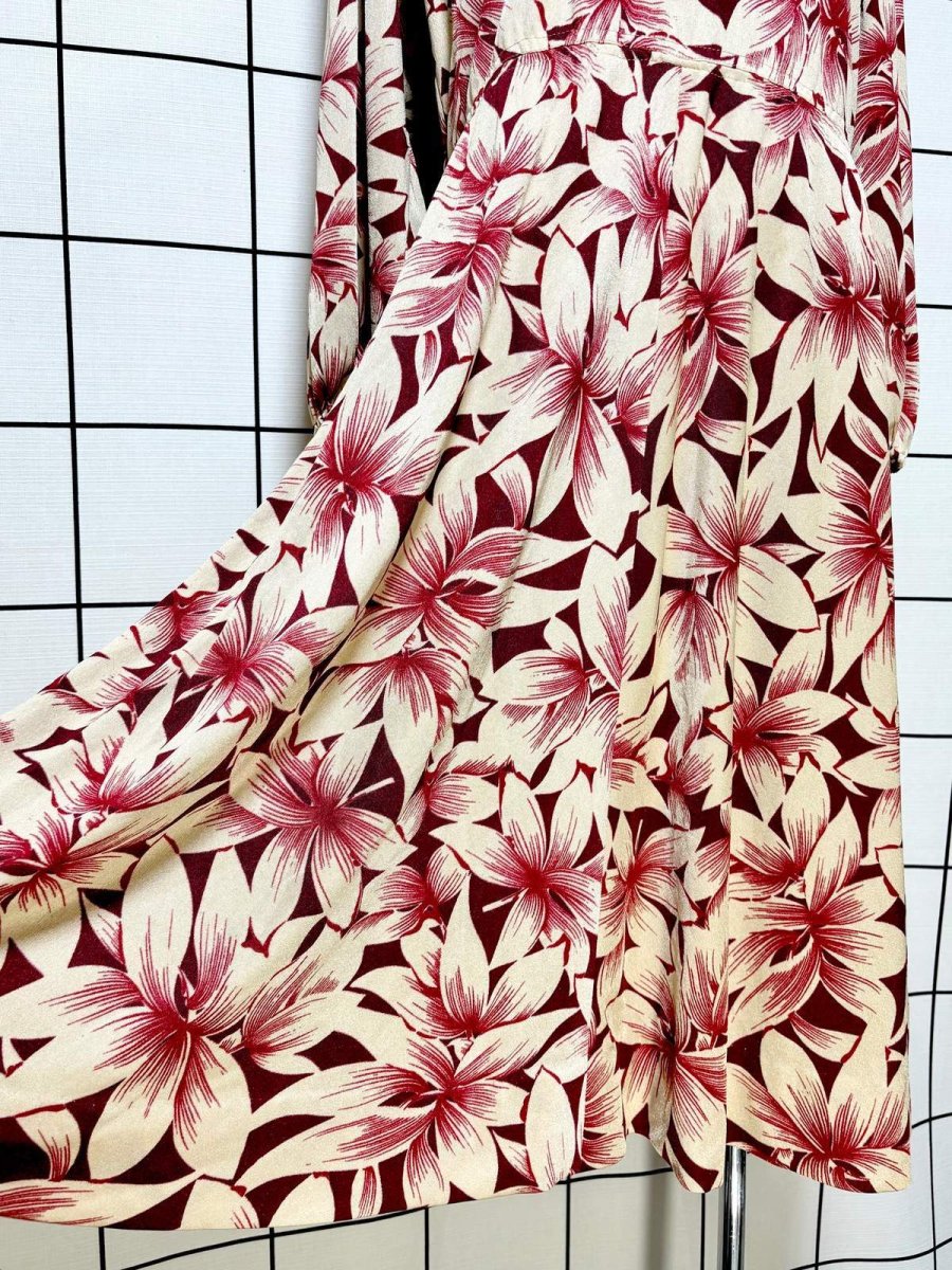 画像9: 花柄 タートルネック ウエストゴム レトロ 長袖 ヨーロッパ古着 ヴィンテージワンピース (9)