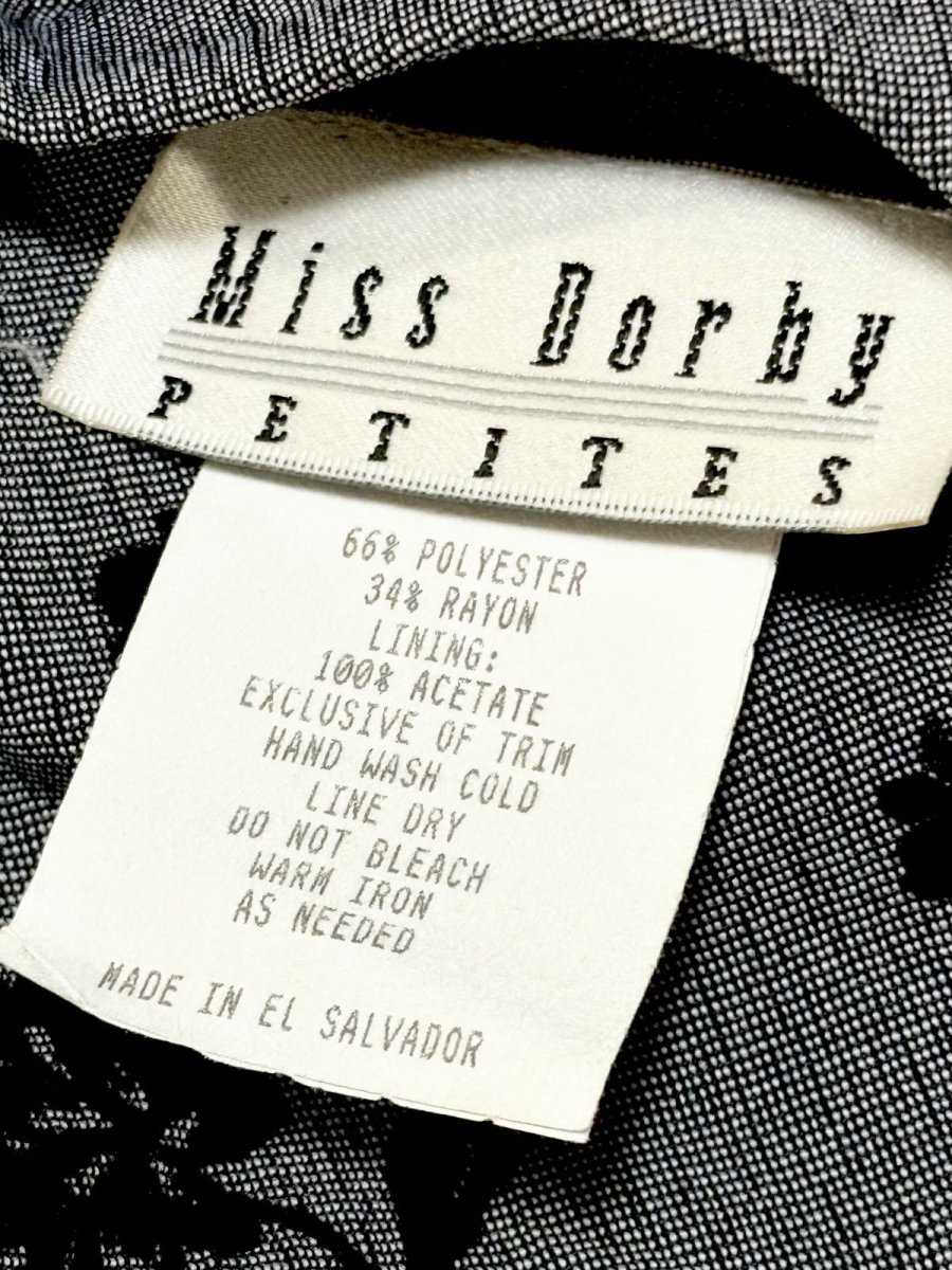 画像15: レイヤード風デザイン 花柄 バックリボン グレー レトロ El Salvador 古着 ヴィンテージワンピース (15)