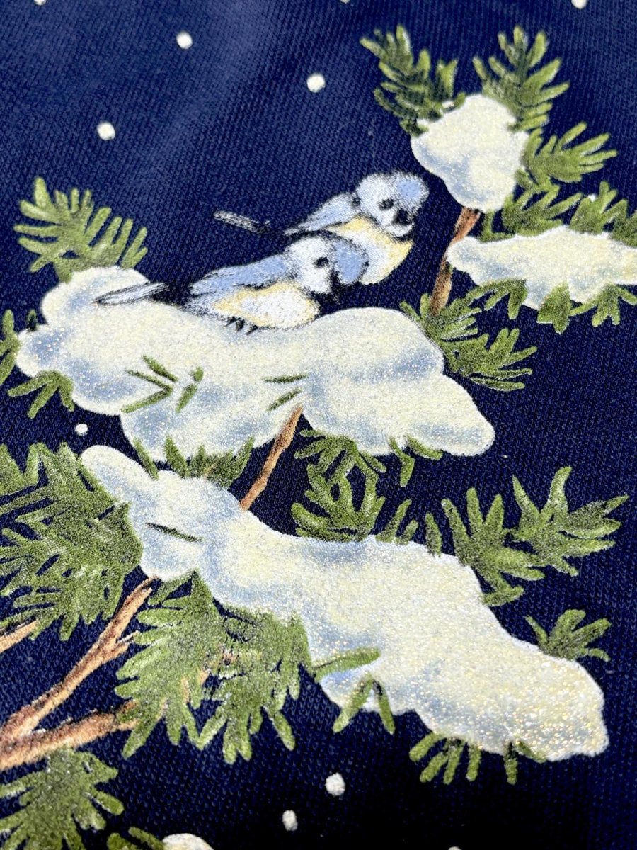 画像13: 鳥 うさぎ リス ボタニカル ドット 雪 ネイビー タートルネック レトロ USA古着 ヴィンテージスウェット (13)