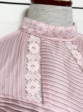 画像7: レース フロントタック ピンク UNIONMADE ウエストゴム レトロ USA古着 ヴィンテージドレス (7)