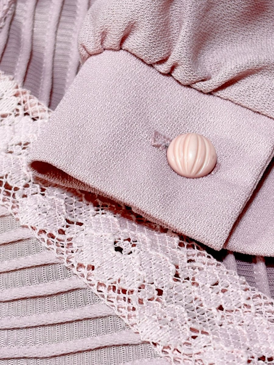 画像10: レース フロントタック ピンク UNIONMADE ウエストゴム レトロ USA古着 ヴィンテージドレス (10)